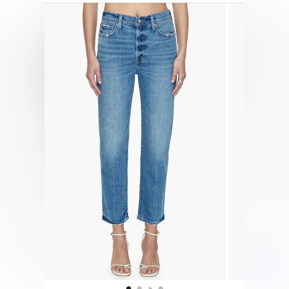 PISTOLA | CHARLIE HIGH WAIST FRAYED ANKLE STRAIGHT LEG JEANS IN SUNDOWN SIZE 25